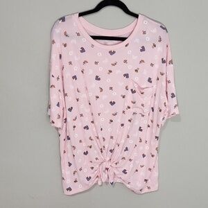 Nobo Womens Junior Shirt Short Sleeve Mushroom Butterfly Flower Size XXL 21